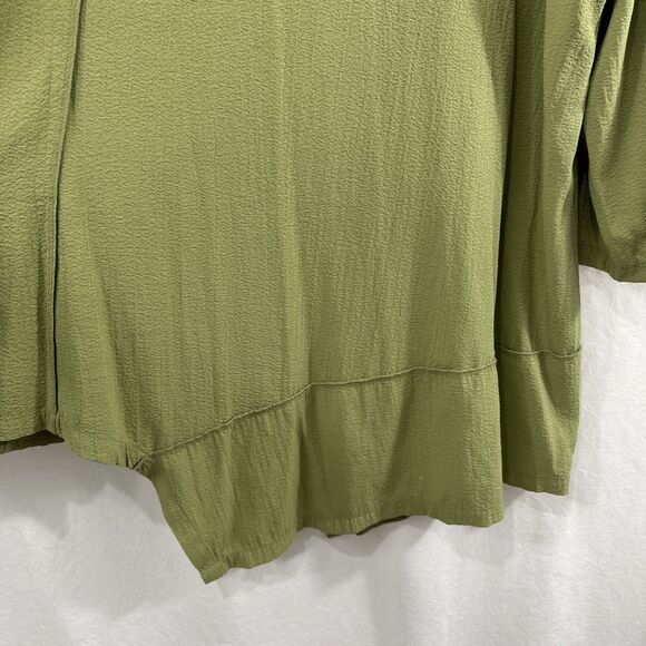 Ali Miles Green Cowl Neck Asymmetric Tunic Top Womens 2X Art to Wear Lagenlook - Picture 8 of 11